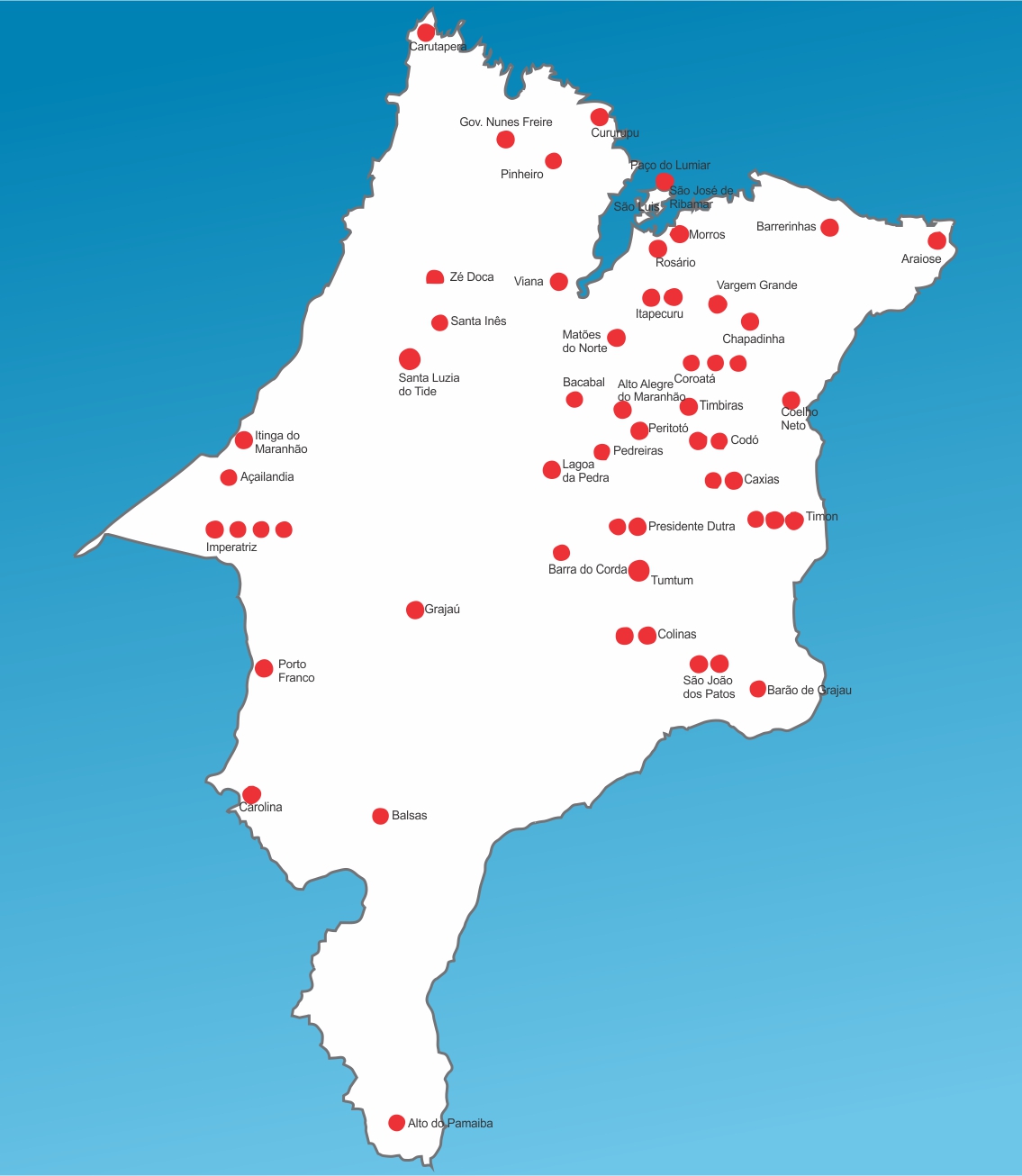 Mapa das unidades de saúde do maranhão
